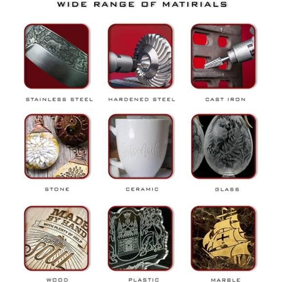 Tungsten Carbide Burr Set 1/4" Shank 10PC Double Cut Rotary Cutting Burrs Die - Picture 5 of 7